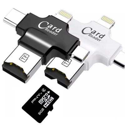 ? 4in1 Type-C+iPhone+Mikro USB Hafıza Kart Okuyucu Card Reader